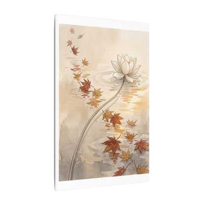 Lotus Flower Canvas Art | Autumn Japandi Minimal Line Art