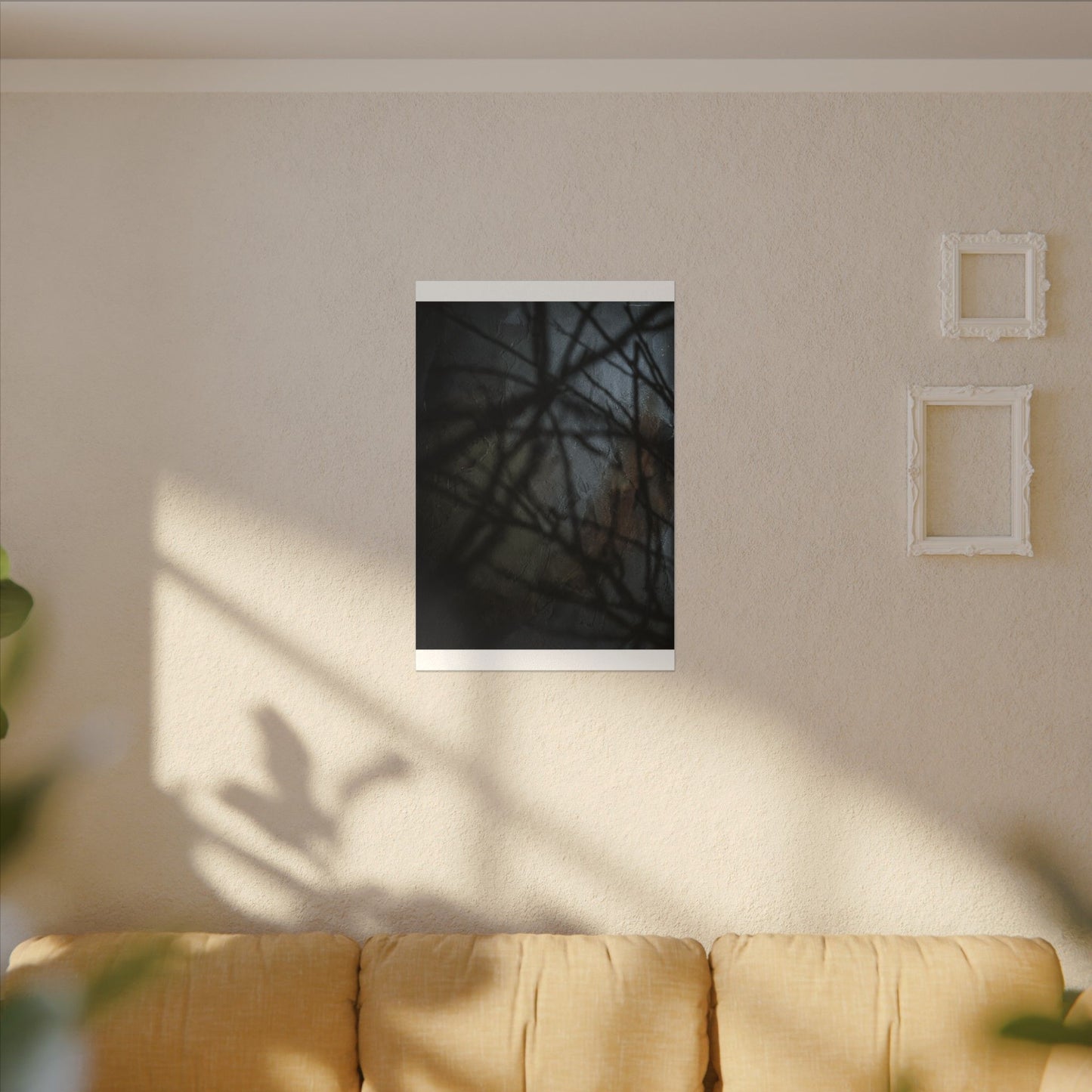 Shadow Play Dark Texture Canvas Art | Sophisticated Dark Japandi Art