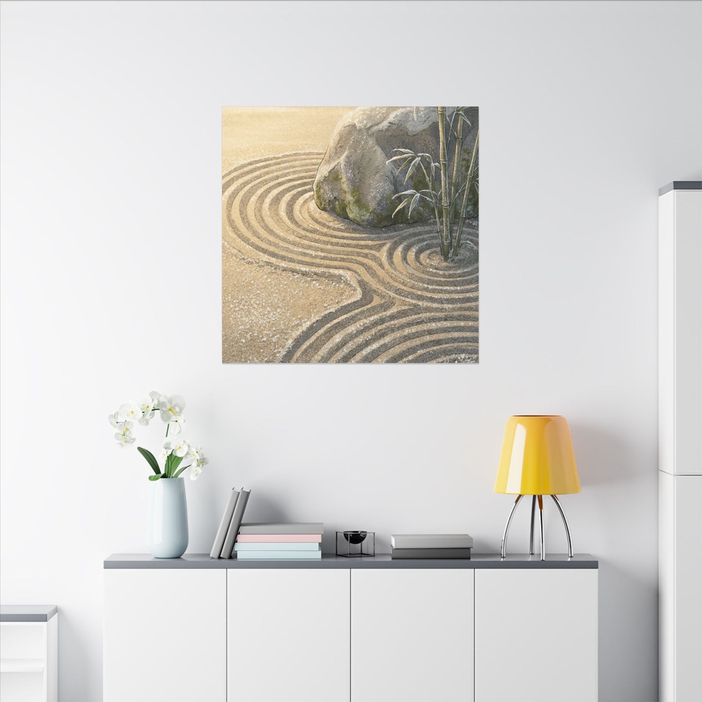 Rock Garden Winter Canvas Art | Zen Peaceful Design