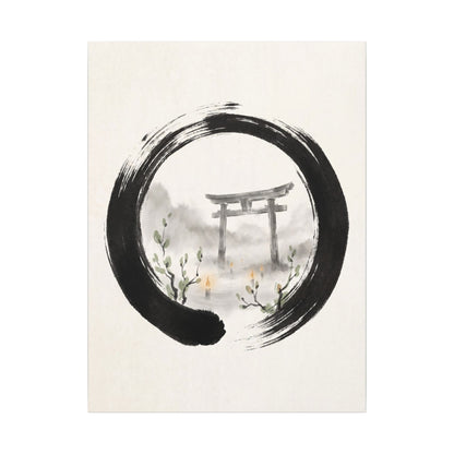 Spring Torii Gate Enso Canvas Art | Tranquil Decor