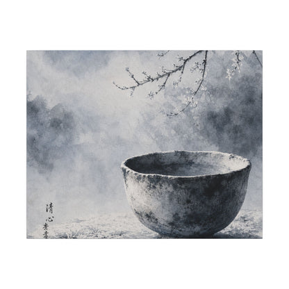 Seijaku Ceramic Bowl Canvas Art - Zen Sumi E