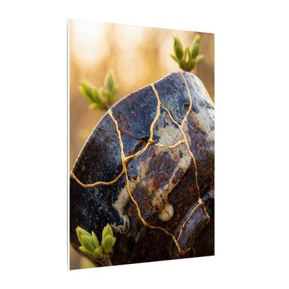 Fukinsei Rust Patina Canvas Art - Kintsugi Gold Repair