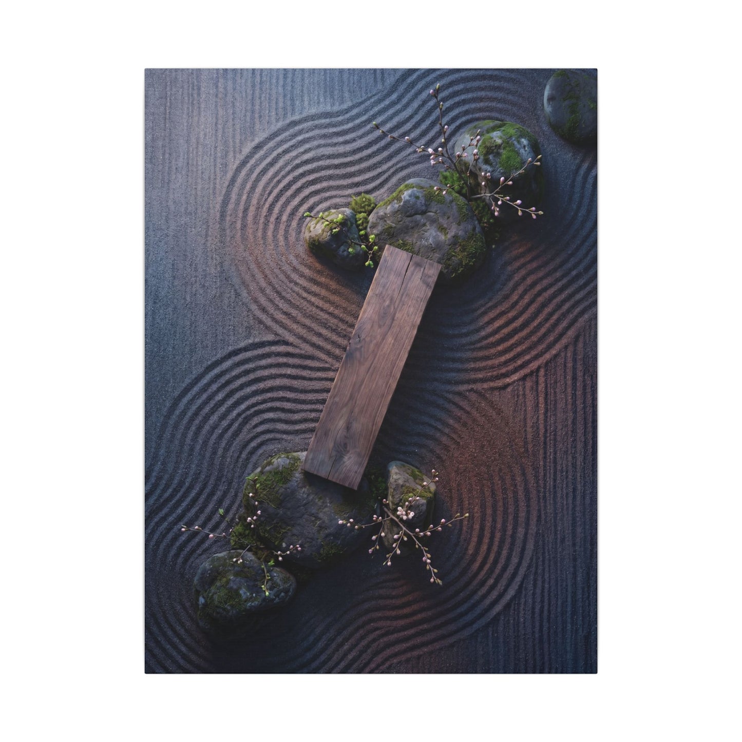 Spring Rock Garden Moody Minimal Canvas Art | Atmospheric Decor