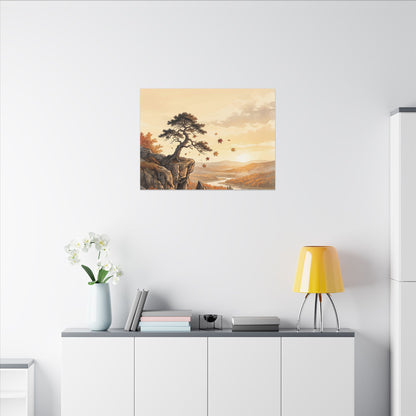 Pine Tree Autumn Canvas Art | Japandi Warm Design