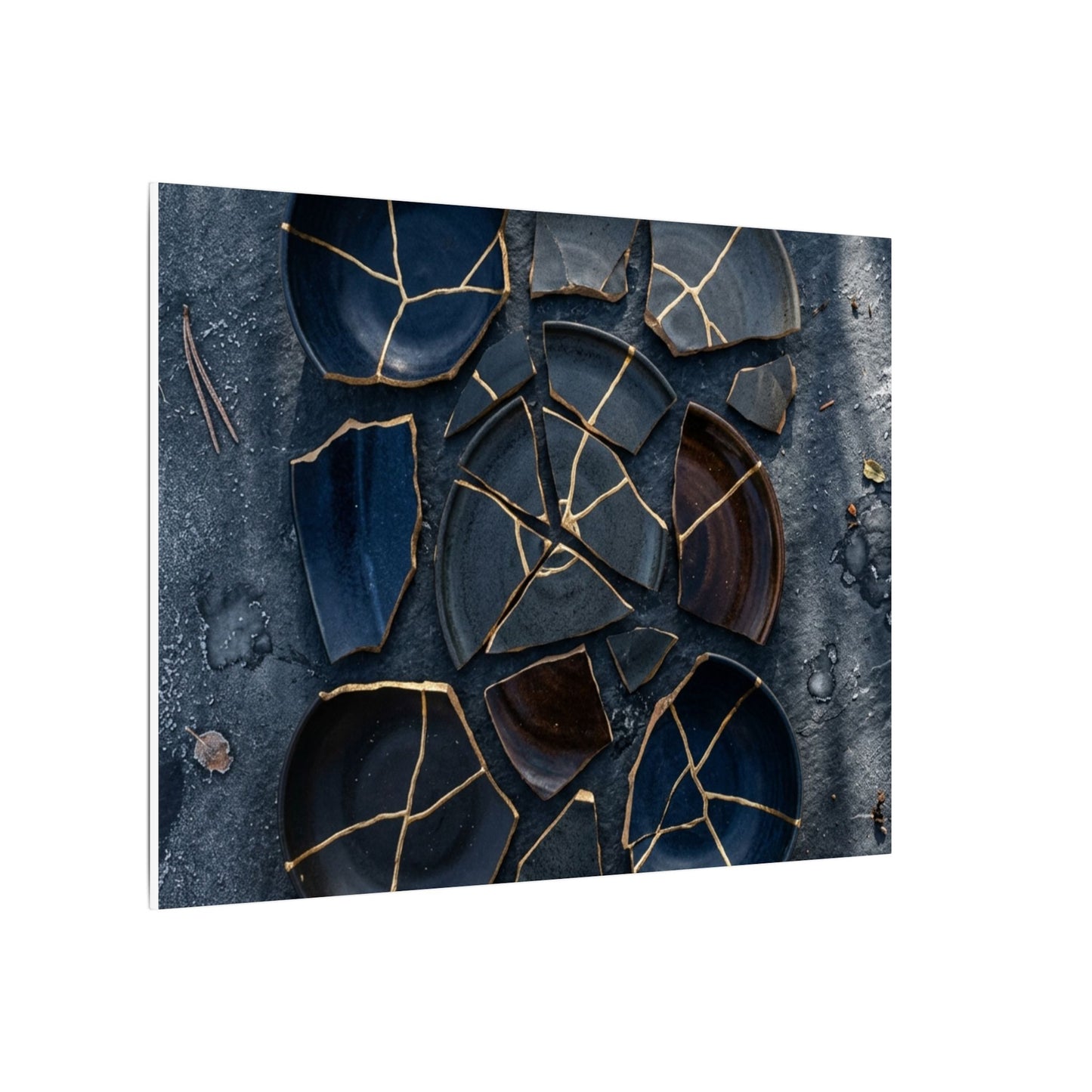 Dark Japandi Broken Pottery in Dappled | Shadow Zen Canvas Art