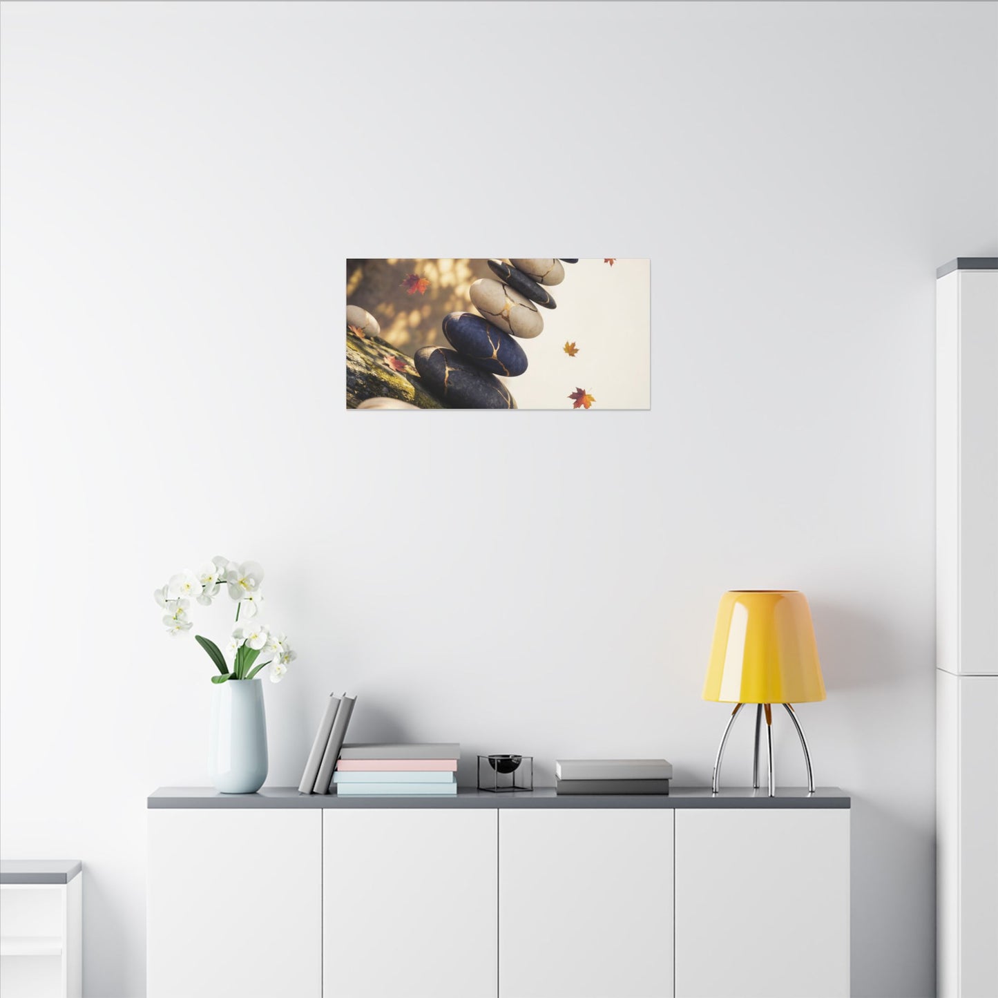 Ma River Stones Canvas Art - Kintsugi Gold Vein