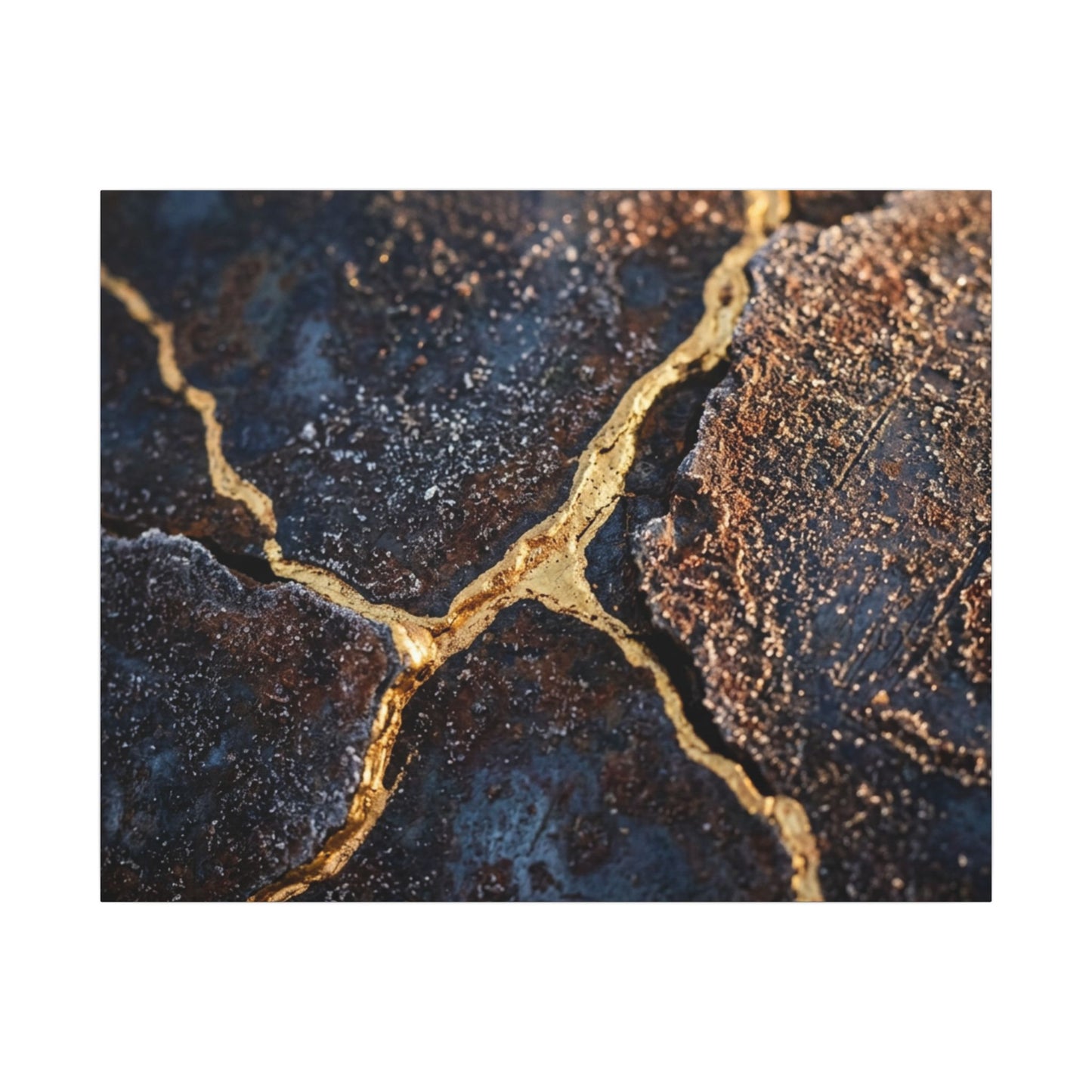Winter Rust Patina Gold Vein Canvas Art | Resilient Decor