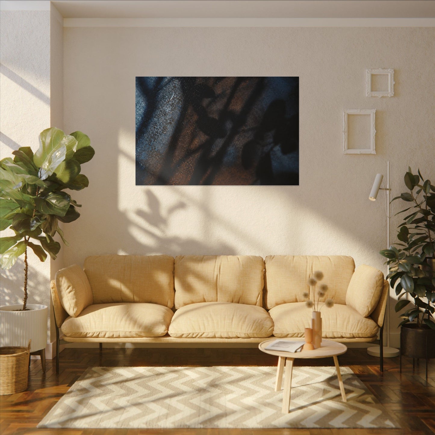 Moonlight Shadow Play Canvas Art - Dark Japandi Ma
