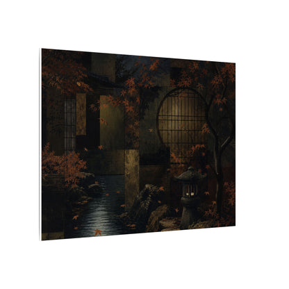 Moonlight Moonlit Garden Canvas Art - Dark Japandi Shibui