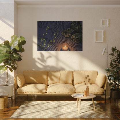 Mono No Aware Rock Garden Canvas Art - Zen Ukiyo E Inspired