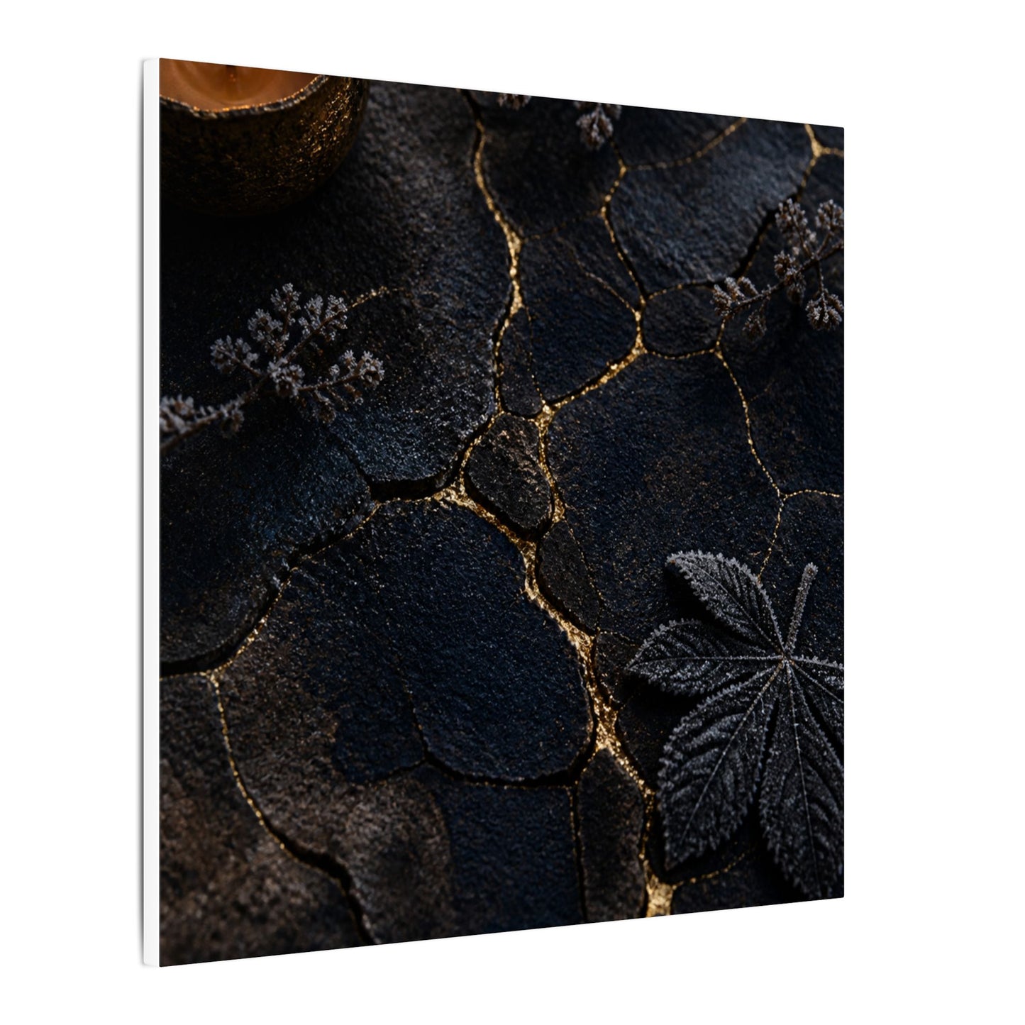 Candlelight Cracked Earth Canvas Art - Dark Japandi Ma