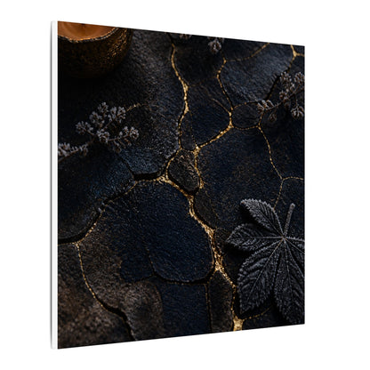 Candlelight Cracked Earth Canvas Art - Dark Japandi Ma