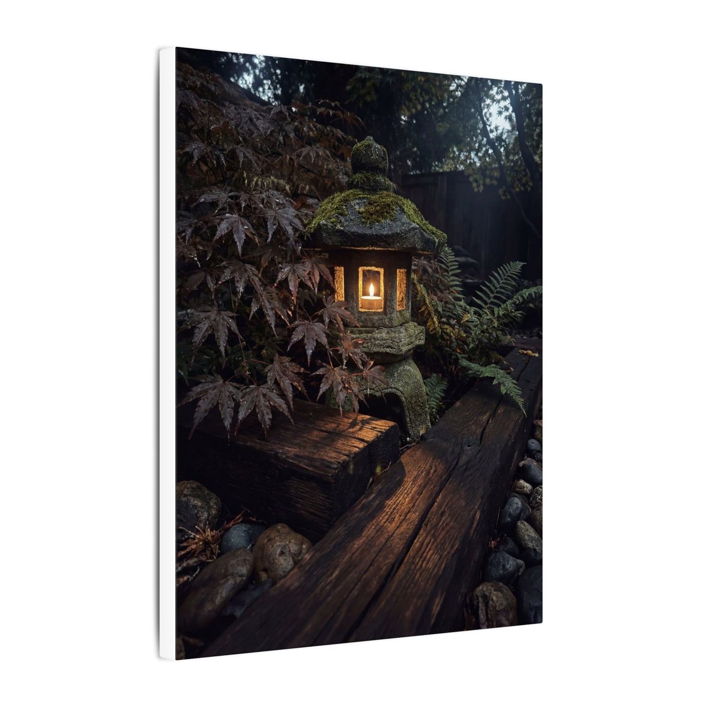 Moody Moonlit Garden Canvas Art - Shadow Zen Dark Japandi