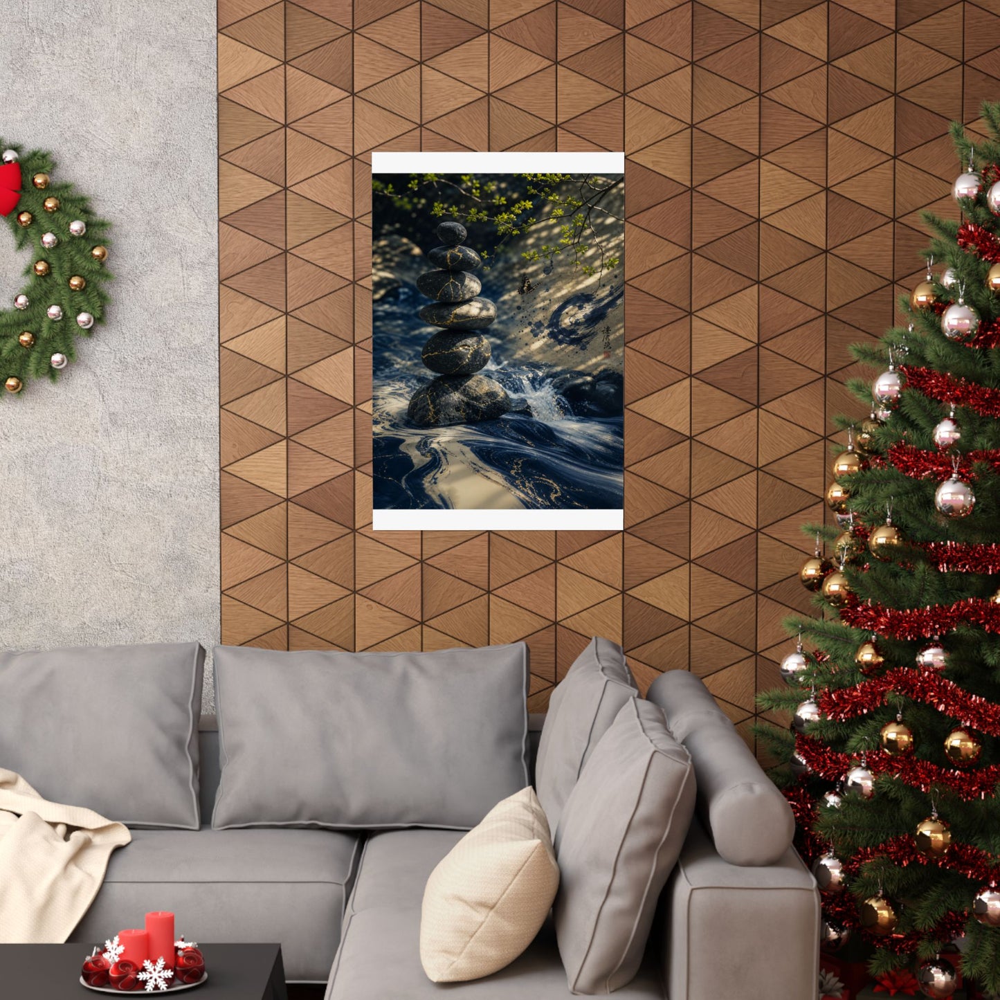 River Stones Wall Art Print | Spring Kintsugi Broken Beauty Art