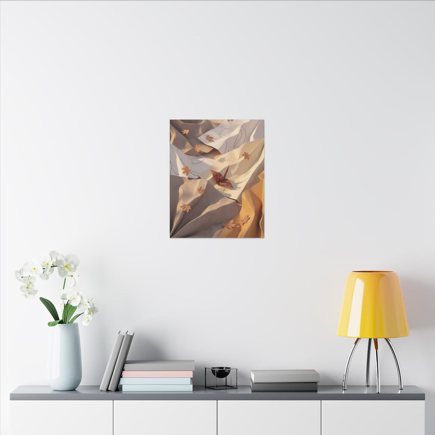 Autumn Paper Fold Minimal Line Canvas Art | Cozy Decor