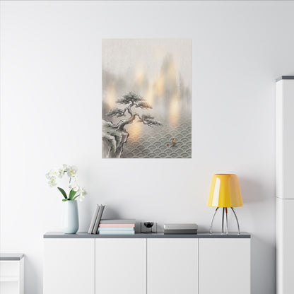 Pine Tree Canvas Art | Winter Japandi Japanese Pattern Art