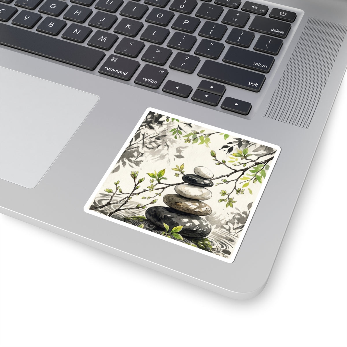 Mono No Aware River Stones Sticker - Japandi Japanese Pattern