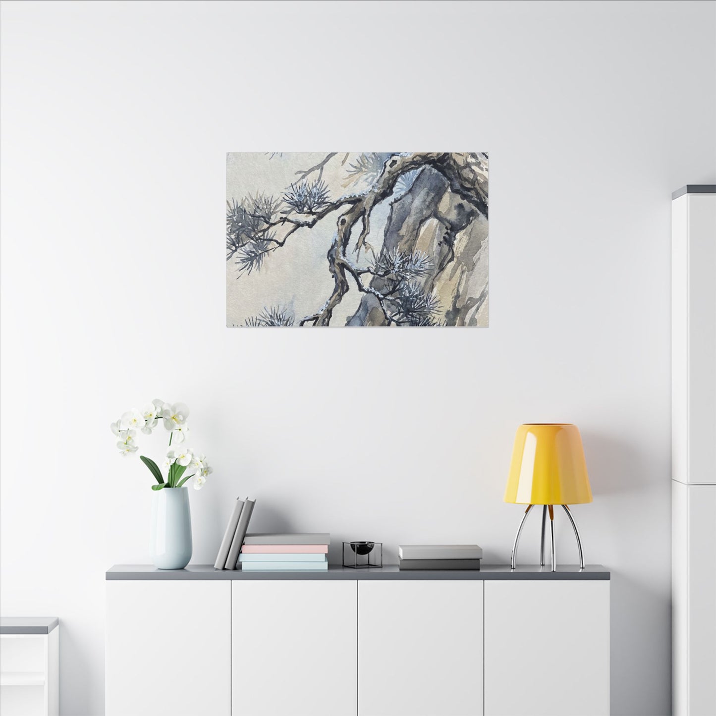 Moonlight Pine Tree Canvas Art - Japandi Seijaku