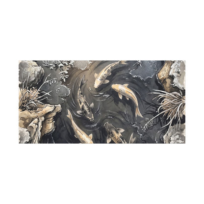Koi Pond Canvas Art | Winter Japandi Japanese Pattern Art