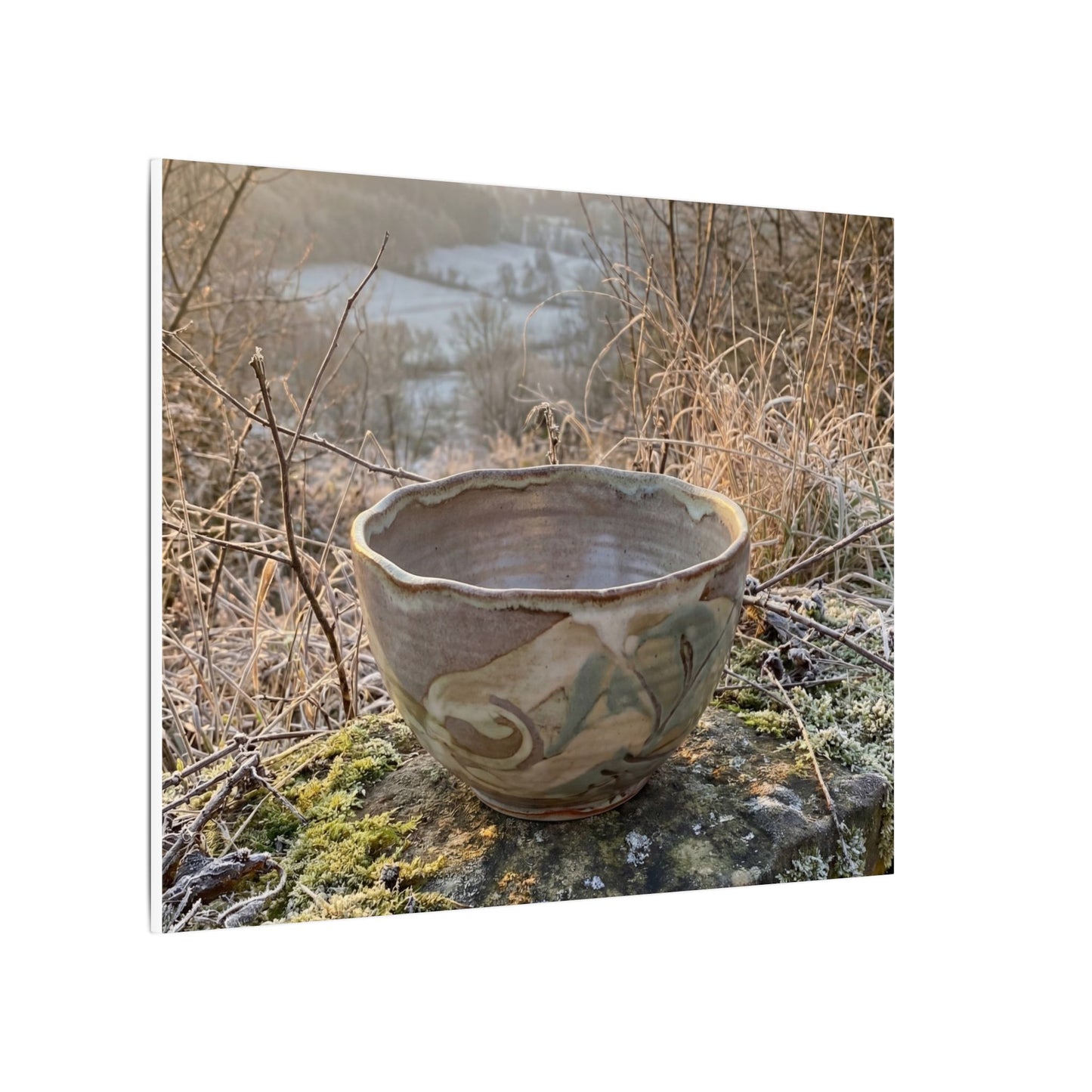 Golden Hour Ceramic Bowl Canvas Art - Japandi Shibui
