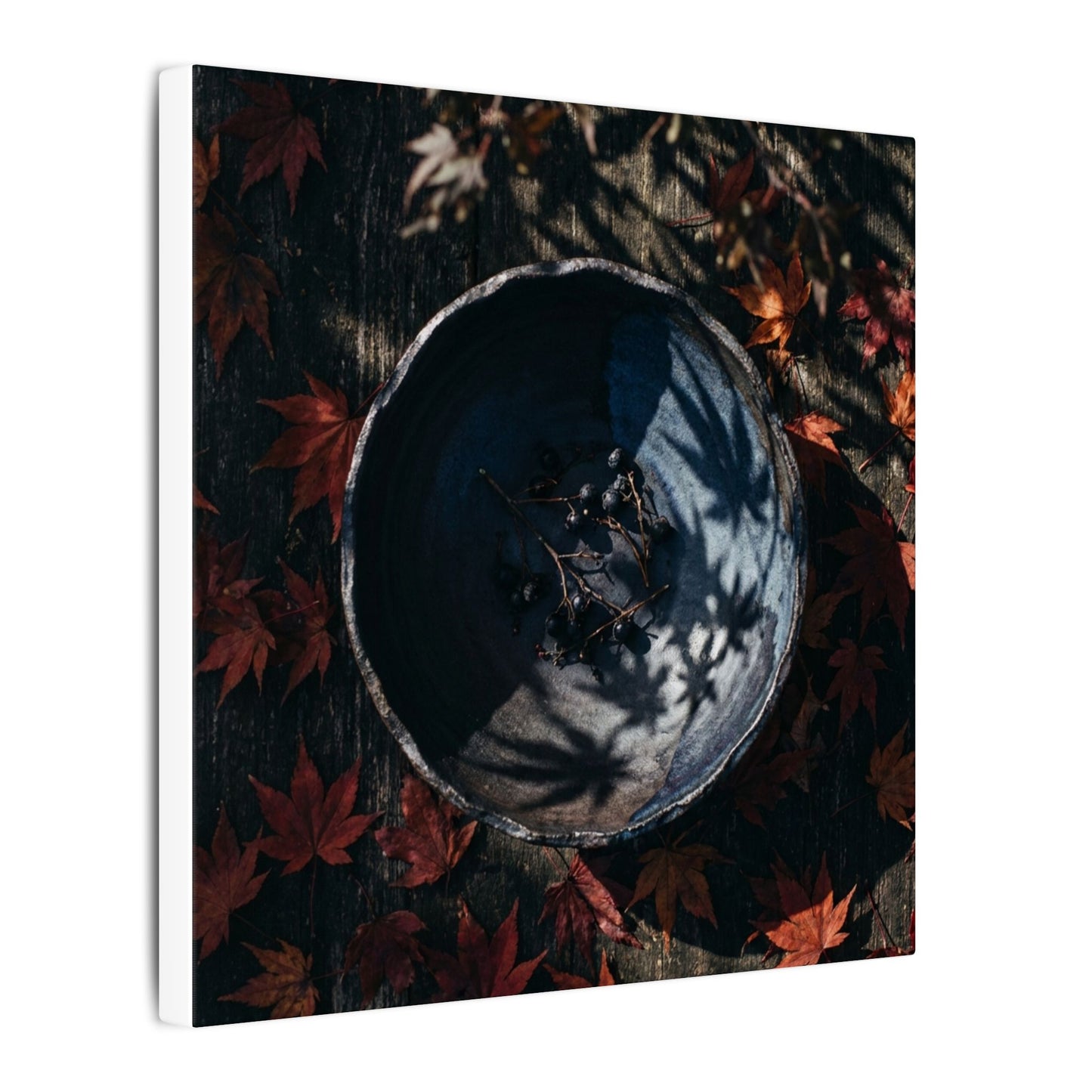 Autumn Ceramic Bowl Shadow Zen Canvas Art | Bold Decor