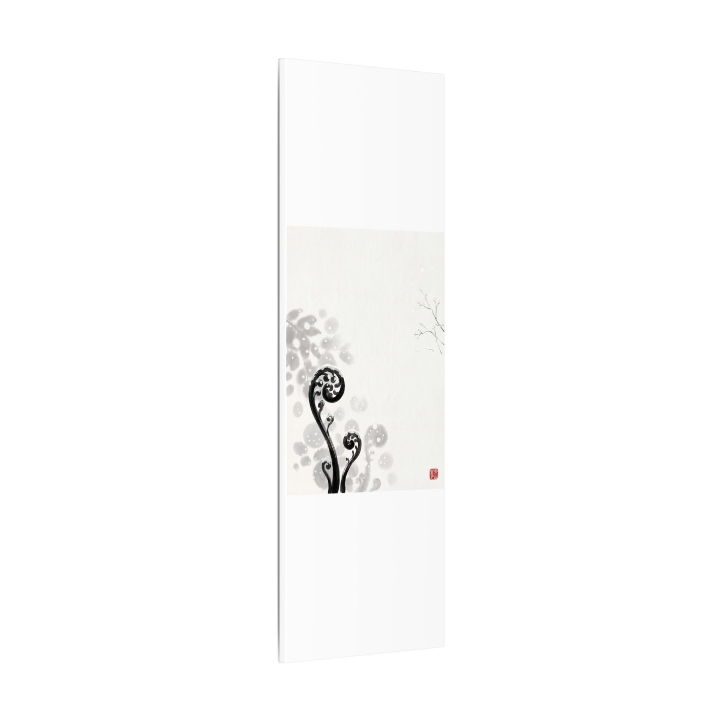 Winter Fern Unfurling Ukiyo E Inspired Canvas Art | Peaceful Decor