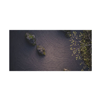 Dark Japandi Rock Garden in Dawn | Shadow Zen Canvas Art