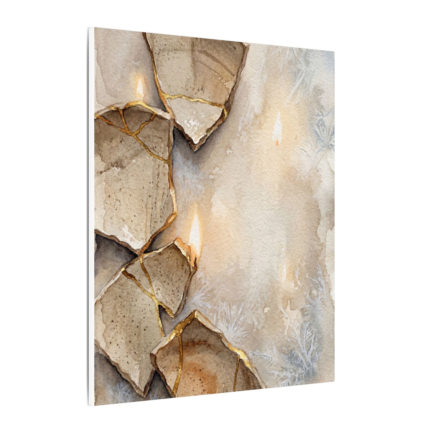 Broken Pottery Winter Canvas Art | Japandi Warm Design