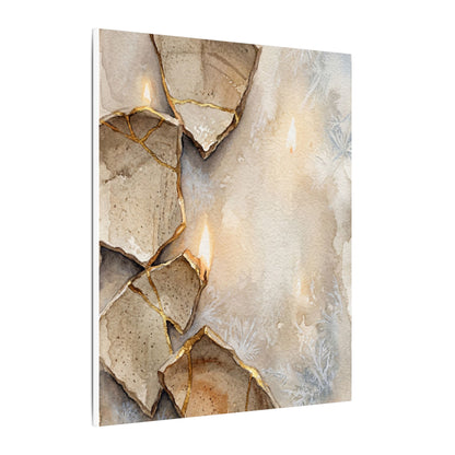 Broken Pottery Winter Canvas Art | Japandi Warm Design