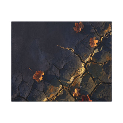 Cracked Earth Canvas Art | Autumn Dark Japandi Dark Texture Art Art Print