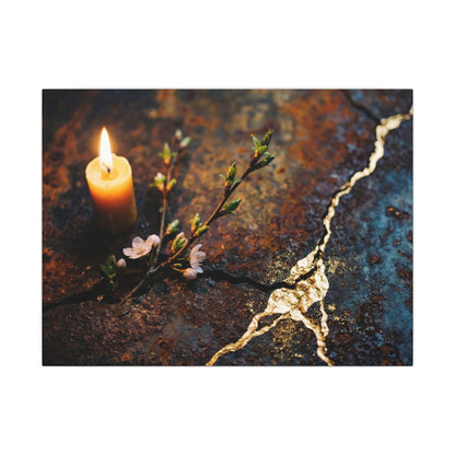 Kintsugi Rust Patina in Candlelight | Gold Repair Canvas Art Art Print