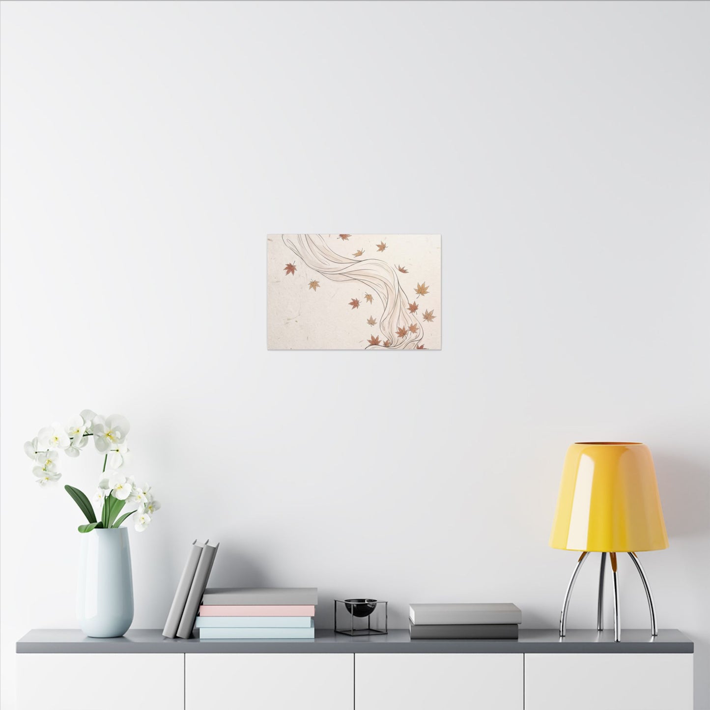 Japandi Silk Drape in Dawn | Minimal Line Canvas Art
