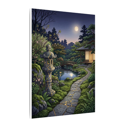 Spring Moonlit Garden Gold Vein Canvas Art | Resilient Decor
