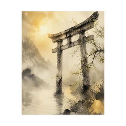 Torii Gate Wall Art Print | Spring Zen Sumi E Art