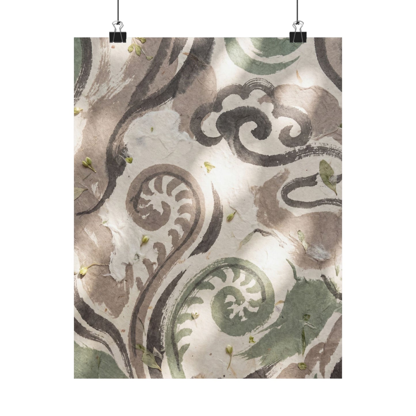 Ink Brushstroke Spring Wall Art Print | Japandi Earthy Design Art Print