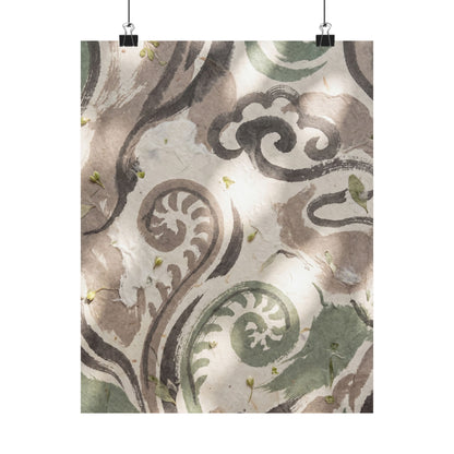Ink Brushstroke Spring Wall Art Print | Japandi Earthy Design Art Print