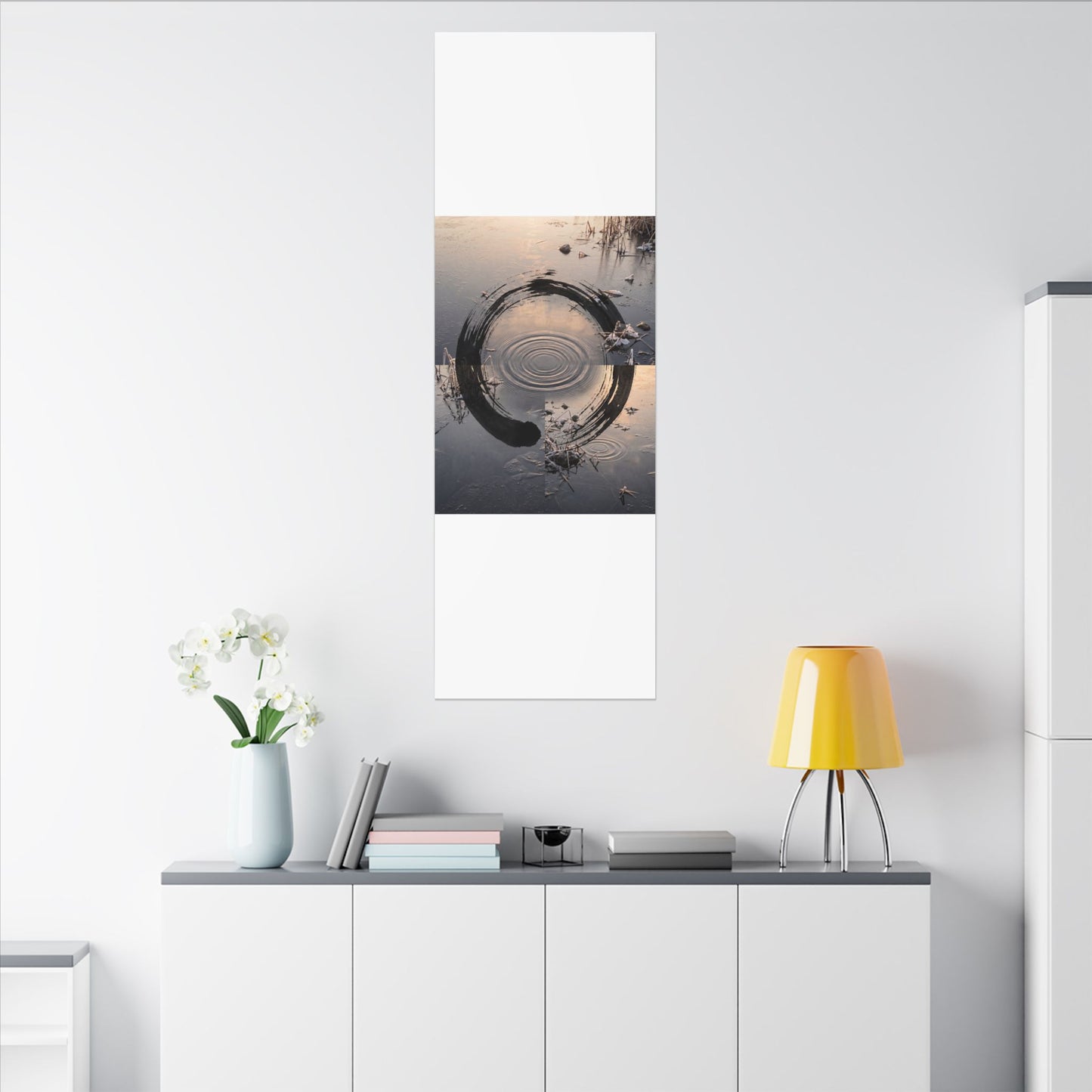 Winter Water Ripple Enso Canvas Art | Tranquil Decor