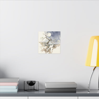 Moonlight Pine Tree Canvas Art - Japandi Ma