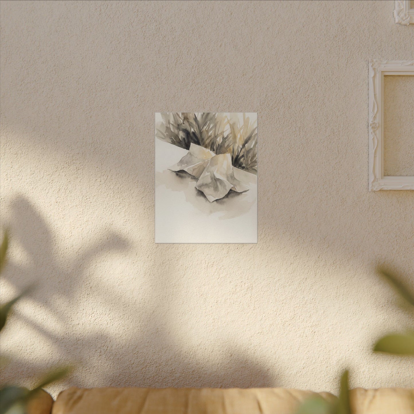 Paper Fold Watercolor Canvas Art | Warm Japandi Art