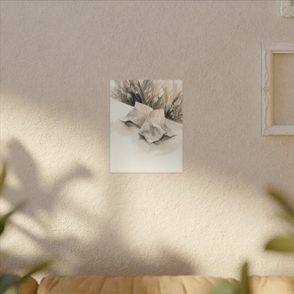 Paper Fold Watercolor Canvas Art | Warm Japandi Art