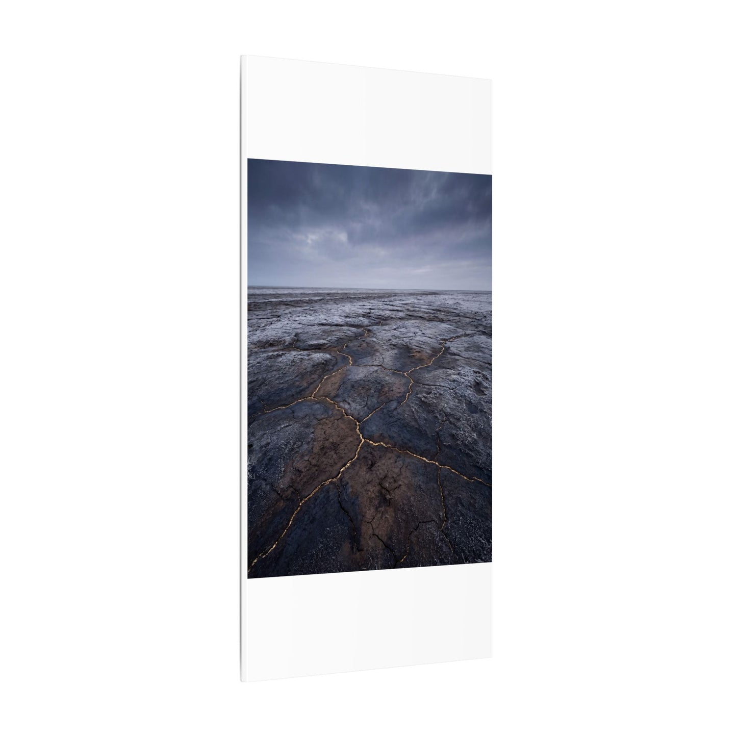 Dark Japandi Cracked Earth in Overcast | Dark Texture Canvas Art