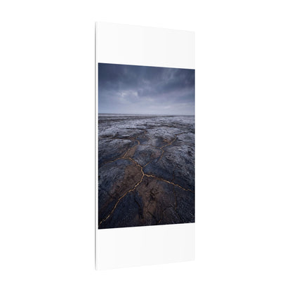 Dark Japandi Cracked Earth in Overcast | Dark Texture Canvas Art