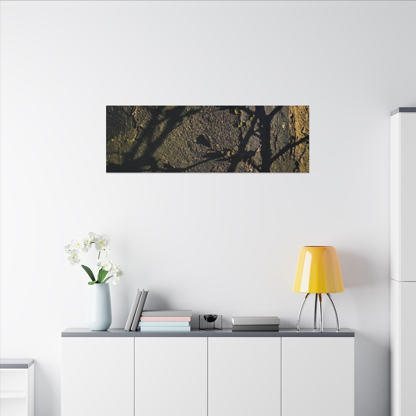 Kanso Shadow Play Canvas Art - Dark Japandi Dark Texture