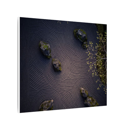 Dark Japandi Rock Garden in Dawn | Shadow Zen Canvas Art