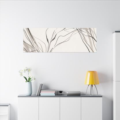 Neutral Shoji Screen Canvas Art - Minimal Line Japandi
