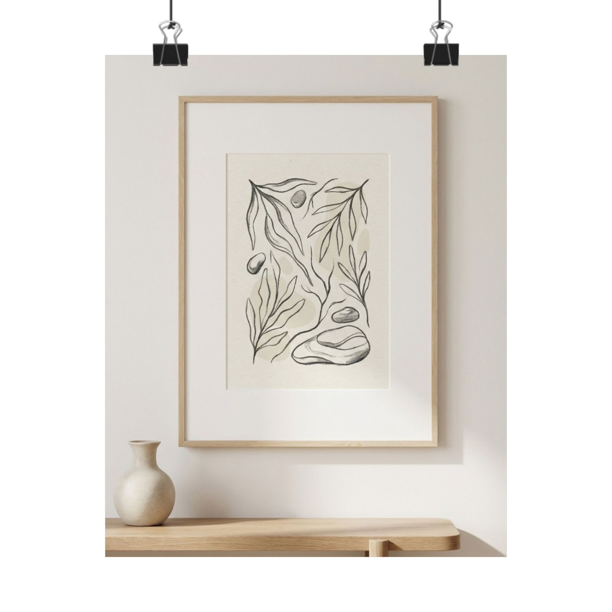 Japandi Charcoal Wall Art Print Art Print