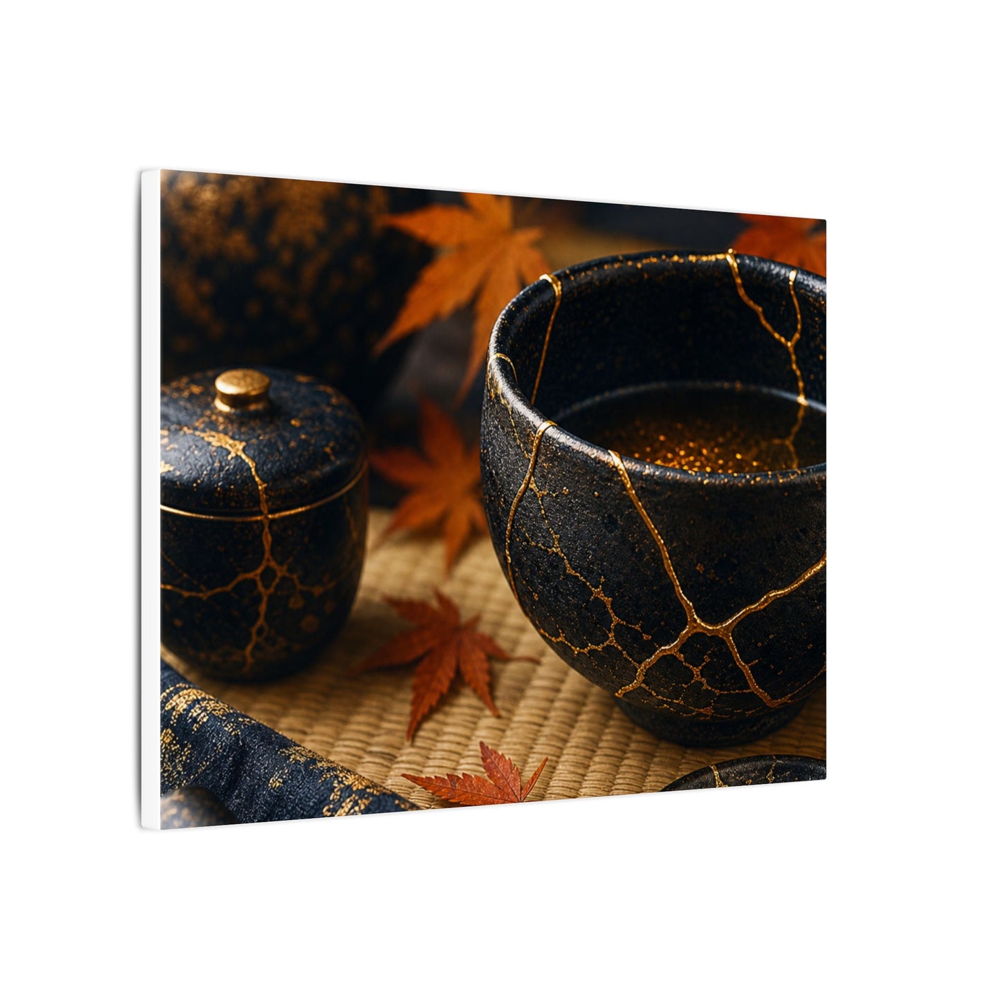 Seijaku Tea Ceremony Canvas Art - Kintsugi Gold Repair