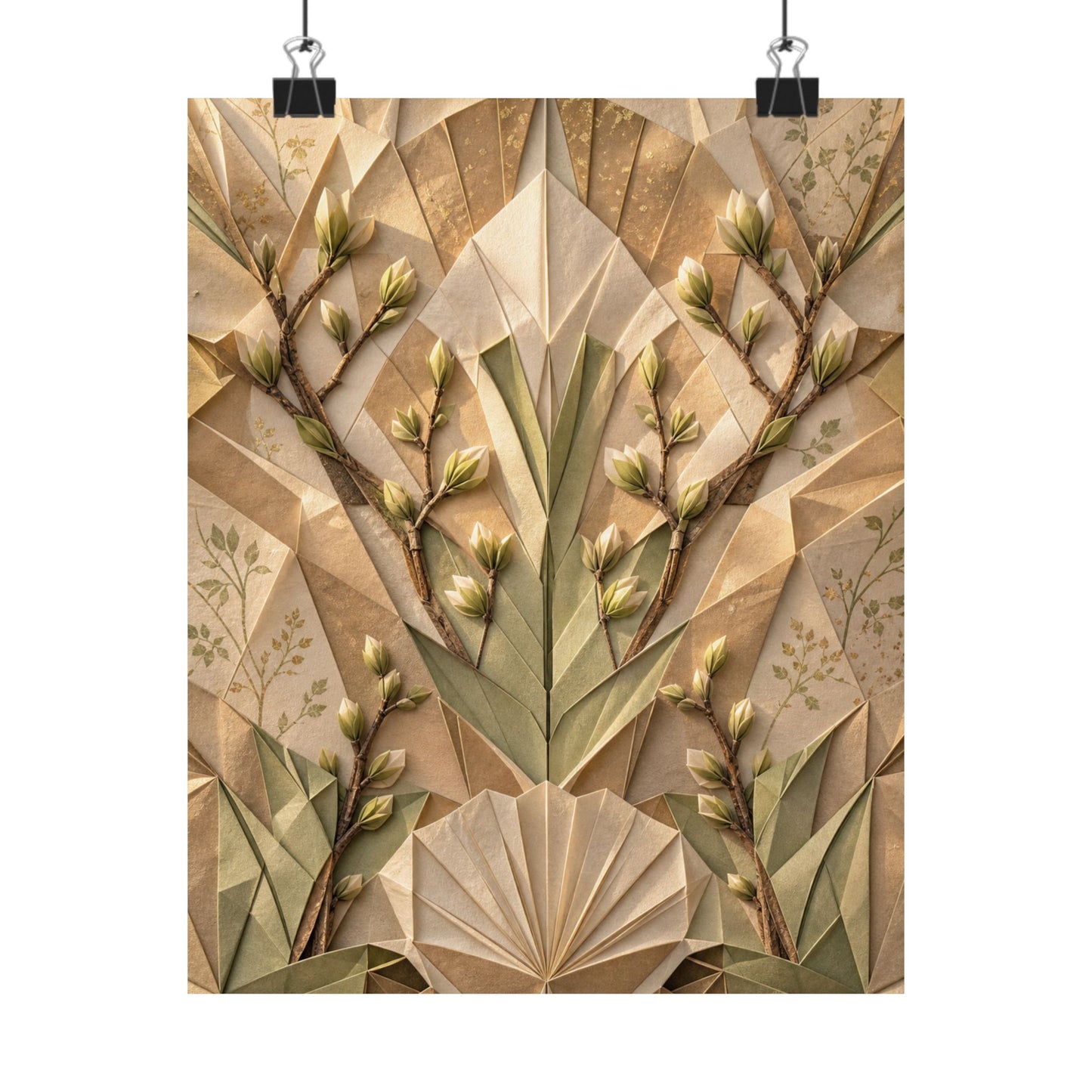 Paper Fold Japanese Pattern Wall Art Print | Warm Japandi Art