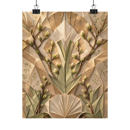 Paper Fold Japanese Pattern Wall Art Print | Warm Japandi Art