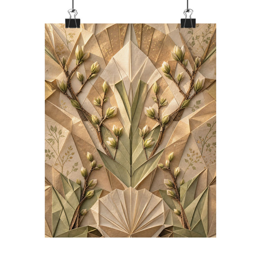 Paper Fold Japanese Pattern Wall Art Print | Warm Japandi Art